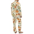 thumbnail image 2 of SCRAWLGOD Fall Decor Sunflower Floral Pumpkin Beige 2 PCS Men Pajamas Set Long Sleeve Notch Collar Button-Down Pajamas with Pockets Lightweight & Cozy Sleepwear Wrinkle-Free Loungewear, S, 2 of 6