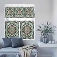 thumbnail image 6 of 3 Piece Kitchen Curtains and Valances Set Teal Green Boho Boho Cafe Curtains 36 Inch Length Abstract Medieval Vintage Floral Valance & Tier Curtain for Living Room Bedroom Window 54"x18"+27"x36"*2, 6 of 6