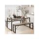thumbnail image 1 of Mesas de Comedor con 2 Bancos para 4 Personas, Juego de 3 Piezas, Mesa con 2 Bancos para Comedor Cocina Cafe,Marrón, 114 * 75 * 76cm, 1 of 4