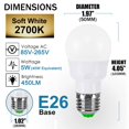 4 Pack RGB LED Light Bulb 40W Equivalent Dimmable 5W E26 Screw Base