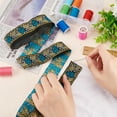 thumbnail image 3 of Ethnic Style Embroidery Polyester Ribbons Leaf Pattern Pale Turquoise 1-1/8inch about 7.66Yards/Roll, 3 of 5