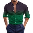 thumbnail image 2 of Spring Saving GaThRRgYP Mens Polo Shirt with Long Sleeve,Men's Gradient Shirt Non Positioning Printed Long Sleeved Lapel Shirt Hawaiian Beach Regular Shirt Blouse, 2 of 5
