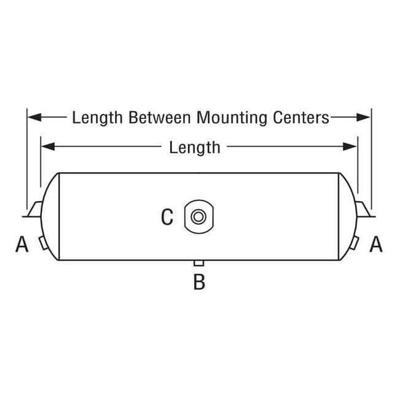 Velvac Air Tank,125 psi,Steel,Blk Powder Coat 035108
