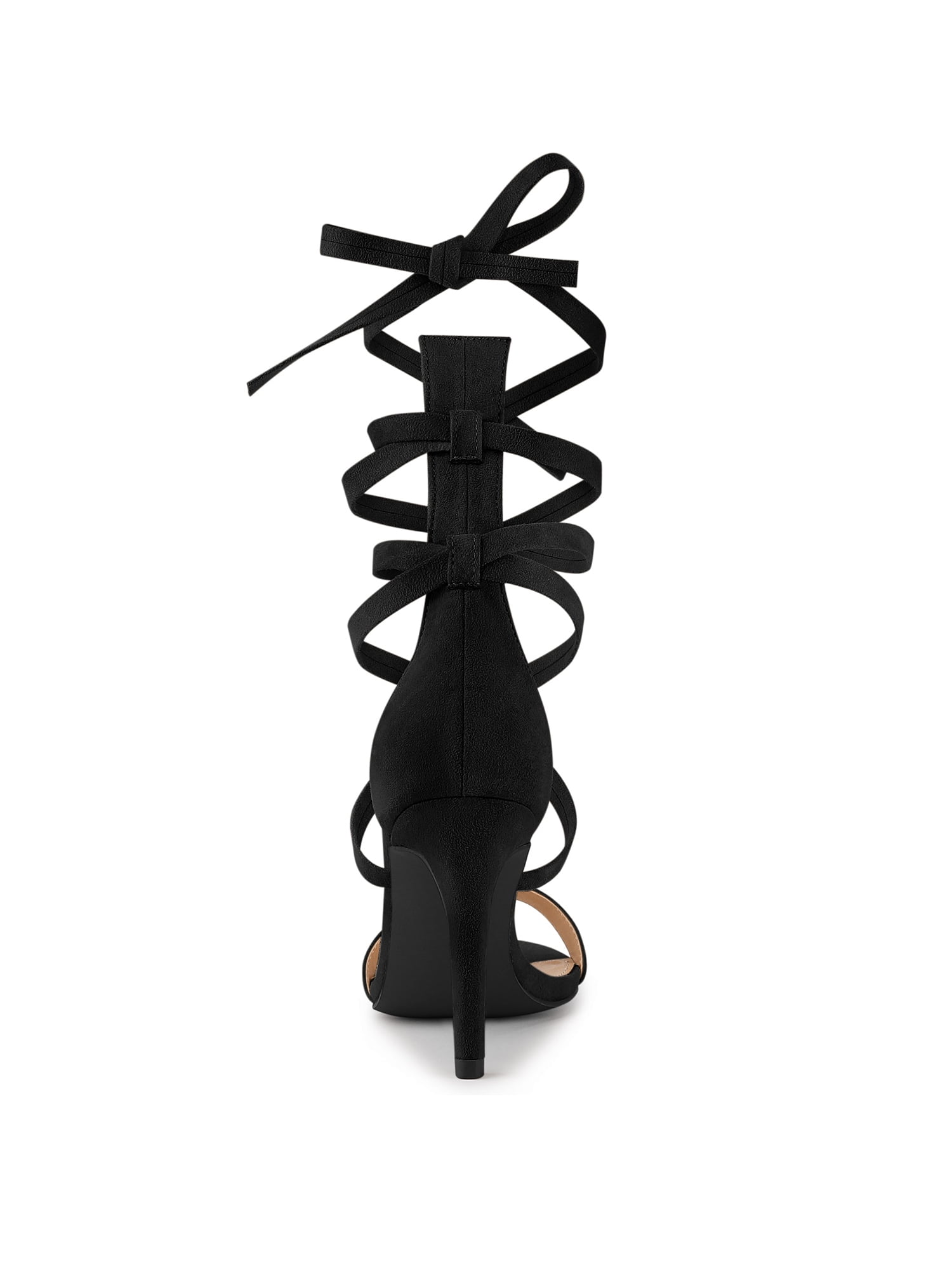 Unique Bargains Women's Open Toe Stiletto Heel Lace Up Heels Sandals