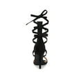 thumbnail image 2 of BLISSFUL STEP Women's Open Toe Stiletto Heeled Lace up Solid Sandals Black 10, 2 of 8