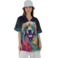 thumbnail image 4 of Hippie Golden Retriever Portrait oil painting Watercolor Tie-dye Vintage Hawaiian Shirt Breathable Summer Unisex Merch Goldens Dog Lover Gifts Idea - 00015, 4 of 6