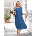 thumbnail image 4 of Zeagoo Women's Elegant Dress Round Neck 3/4 Sleeve Midi Dress Womens Casual A Line Dresses, 4 of 6