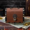 thumbnail image 4 of OUNONA Wooden Lock Box Coin Collection Storage Dark Brown 1Pcs, 4 of 6