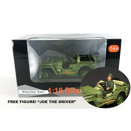American Army Vehicles - USA Army Military Police Jeep 1/18 Scale. FREE FIGURE!