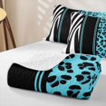 thumbnail image 4 of Homewish Animal Print Quilt Full, Blue Zebra Leopard Print Full Bedspread Sets, 3-Piece 1 Coverlet and 2 Pillowcases, 4 of 7