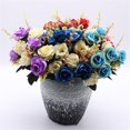 thumbnail image 4 of Rose Bouquet, Ongmies Artificial Flowers Artificial Roses 12 Small Roses Silk Flowers Plastic Flowers Plants for Home Hotel Wedding Christmas Table Decoration, 4 of 8