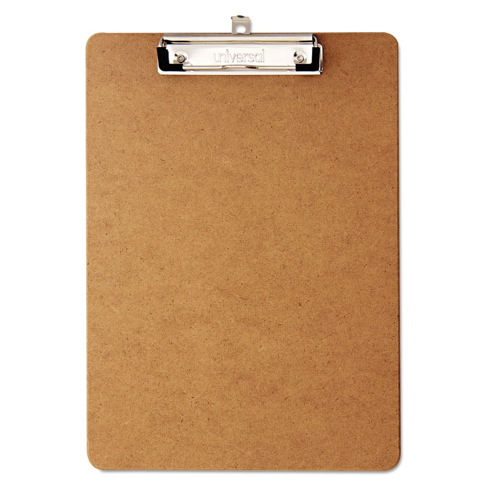 Universal Hardboard Clipboard, 1/2" Capacity, Holds 8 1/2w x 12h, Brown, 6/Pack -UNV05562