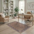 thumbnail image 2 of ODIKA 4'x6' Taupe Plum Traditional Medallion Washable Area Rug Ornate Geometric Floral Border Design With Central Diamond Motif Classic Non-Slip, Chair-Friendly, Flatwoven for Home Office, Under Desk, 2 of 7