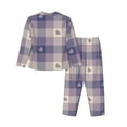 thumbnail image 2 of Junzan Heart Check Plaid Print Womens Pajama Sets,Long Sleeve Button Down For Women Pjs 2 Piece, 2 of 9
