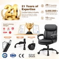 thumbnail image 3 of HeroSet Leather Office Chair, Ergonomic Desk Chair with Lumbar Support, Soft Headrest & Thick Seat Cushion, Computer Chair for Home Office Work, Matte Black, 3 of 5