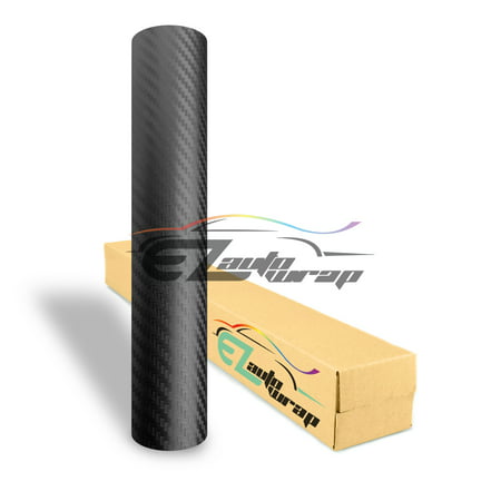 EZAUTOWRAP 3D Black Carbon Fiber Textured Car Vinyl Wrap Sticker Decal Film Sheet (Best Carbon Fiber Vinyl Wrap For Cars)