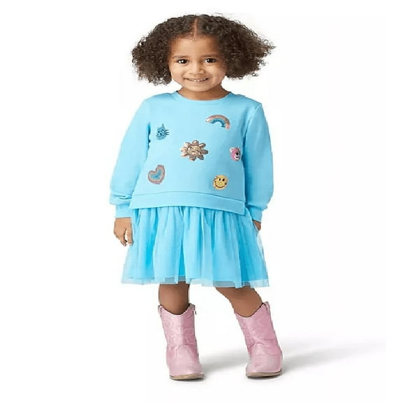 Peek Toddler Girls Sequin Dress (Blue Patches, 18M)