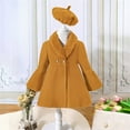 thumbnail image 2 of Mercatoo Toddler Baby Girls Wool Blend Solid Color Coat Flare Long Sleeve Lapel Trench with Hats Winter Warm Clothes New Stuff, 2 of 7