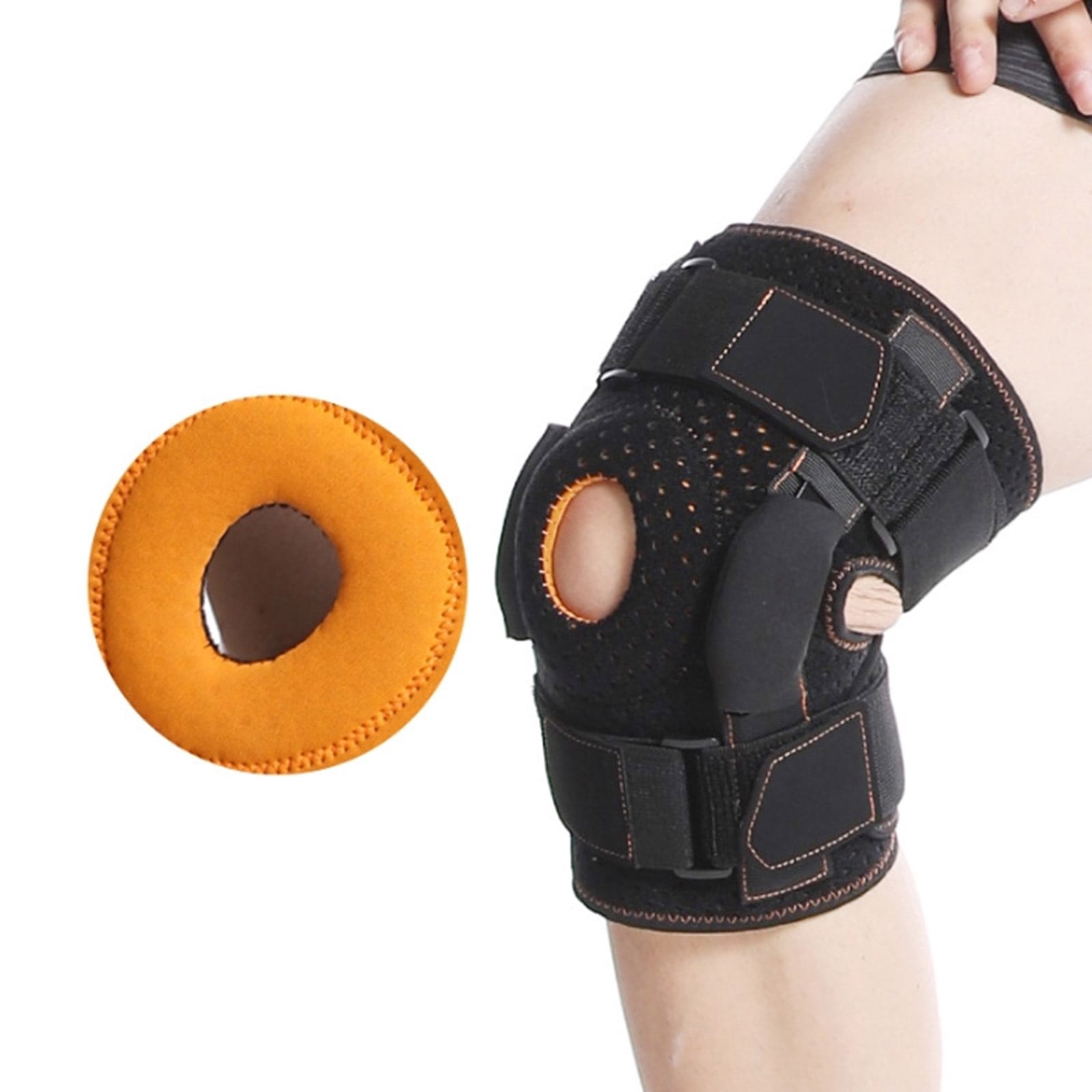 Knee Brace with Metal Hinges and Side Stabilizers for Men Women Sport Adjustable Knee Support Brace for Injury Recovery