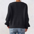 thumbnail image 5 of Women's Bow Sweaters V Neck Long Sleeve Pullover Oversized Tops Black L, 5 of 5