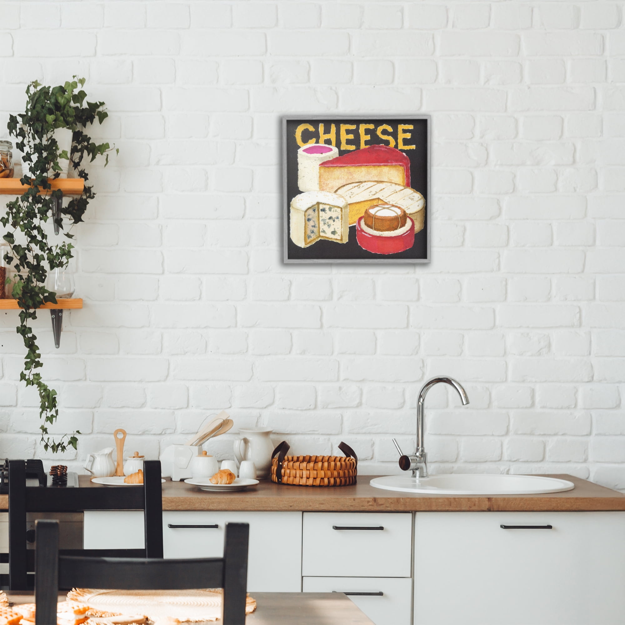 Stupell Industries Assorted Cheese Wheels Gray Framed Giclee Art, design by Nancy Overton