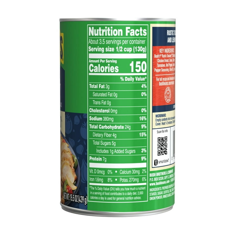 BUSH'S Rustic Tuscany Chickpeas Canned Garbanzo Beans 15.5 oz with