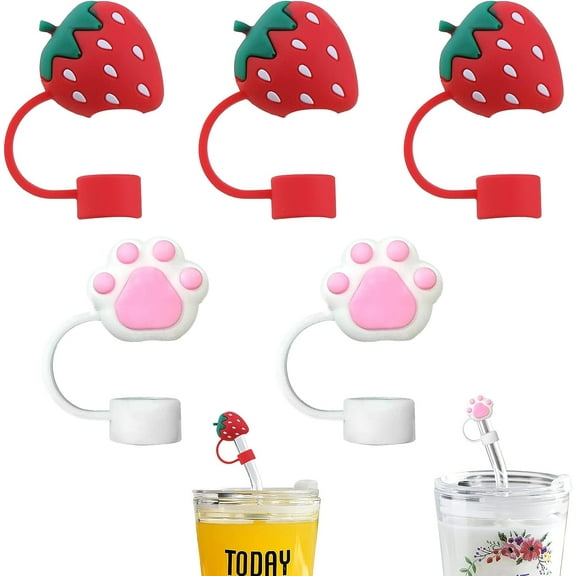 5 Pcs 14mm/0.55in Large Diameter Straw Covers, Efficient Dust-Proof Straw Covers Cap for Straw Topper/smoothie straw/Large diameter straw cap/Pearl milk tea straws, straw covers for reusable straws.