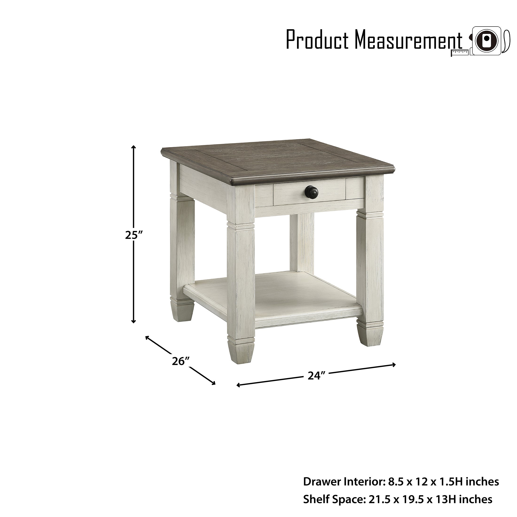 OakvillePark Bedos End Table, Rosy Brown/Antique White