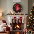 thumbnail image 3 of Pre-Lit Artificial Pine Christmas Wreath for Front Door - LED Lights - Red Bow & Red/Gold Ball Ornaments - Indoor/Outdoor Holiday Mantel Wall Decor, 3 of 7