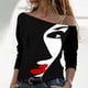 thumbnail image 2 of Camiseta con estampado de cara abstracta para mujer, Top Sexy con hombros descubiertos, camiseta informal de manga larga, moda urbana Harajuku, otoño, 2 of 5