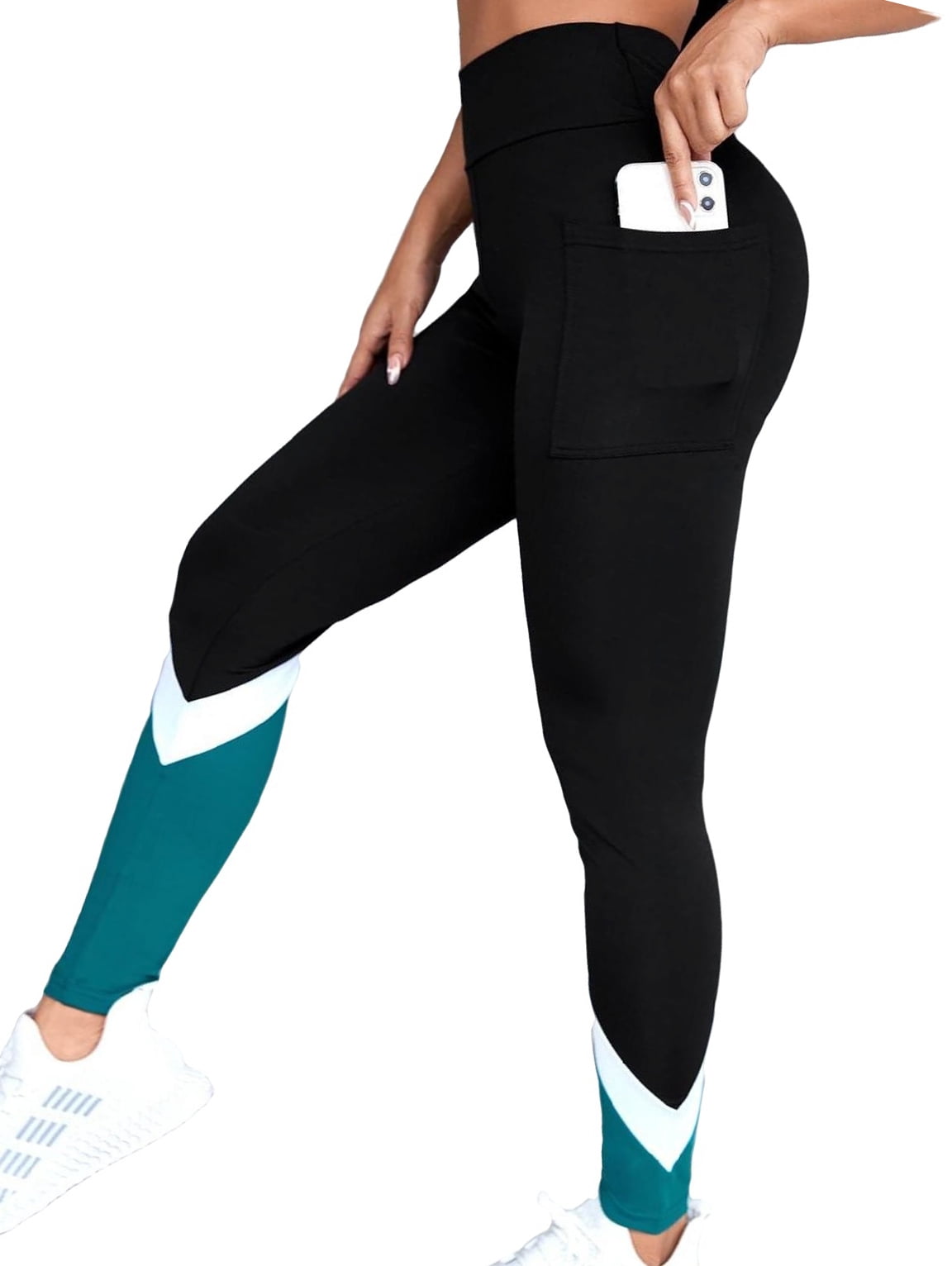 Womens Activewear Sports Leggings Colorblock Leggings Multicolor XL