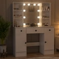 thumbnail image 6 of Ciumeeo Vanity Set with Mirror and Lights Makeup Table with 3 Drawers & 2 Cabinets & 4 Shelves, White, 6 of 9