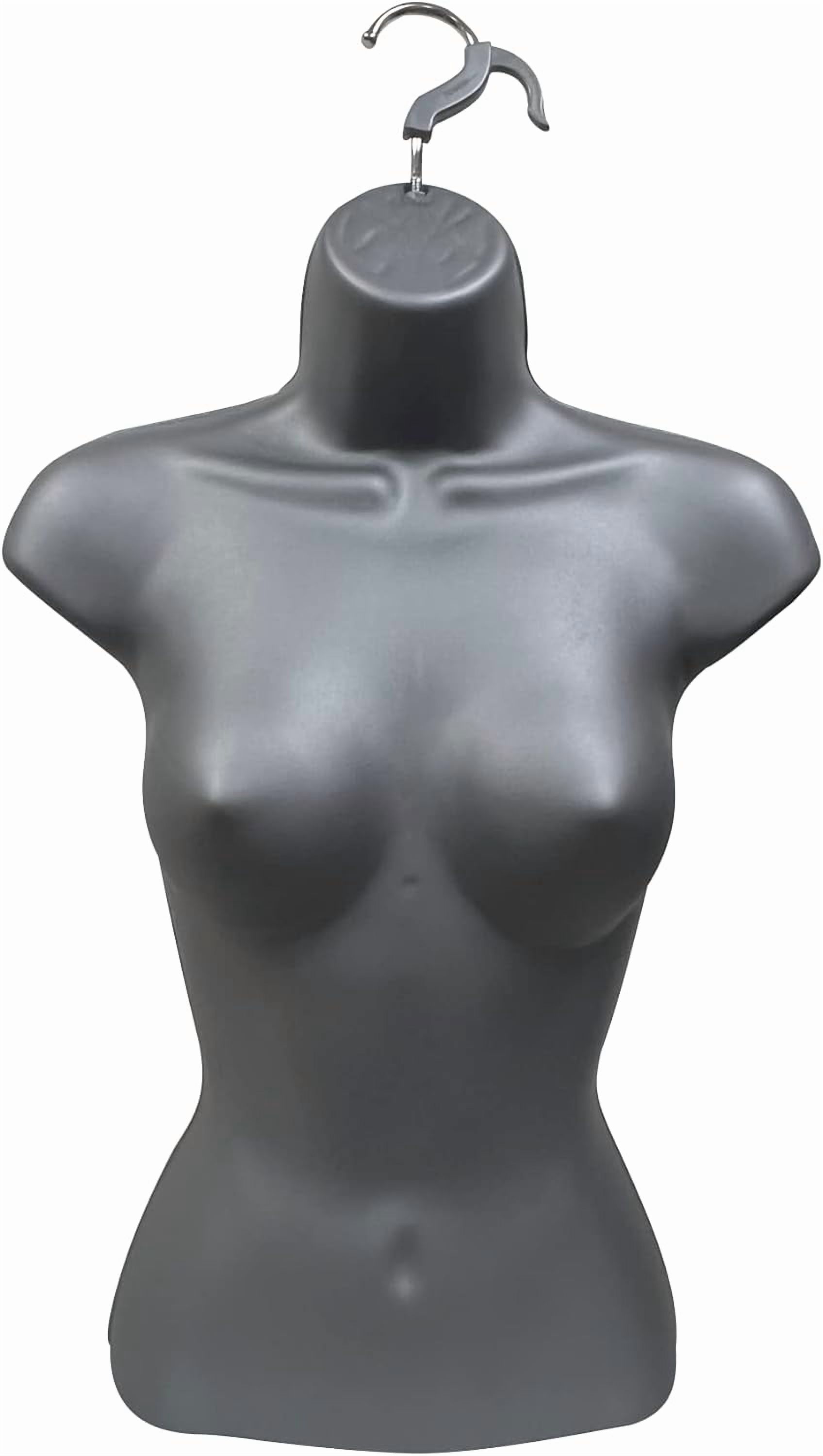 DisplayTown 2 Gray Female Mannequin Injection Form Half Rounded Waist Body Torso Dress Form with Only Hanging Hook, S-M Sizes