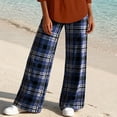 thumbnail image 6 of Edvintorg Lounge Pants Women Plaid Wide Leg Trouser Elastic Waisted Loose Casual Pant Fashion Clothing Women Navy S-2XL, 6 of 6