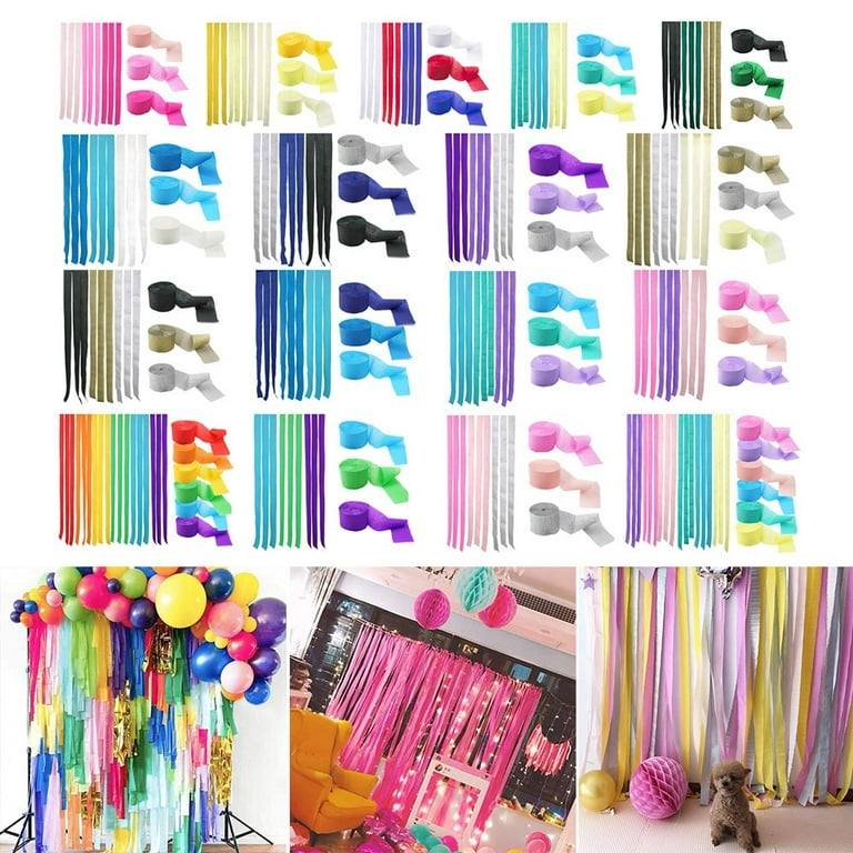 YSSAI 8 Rolls 656ft Rainbow Crepe Paper Streamers Colorful Party Streamers for Party, Classroom, Wedding, Birthday, Baby Shower, Home Decoration