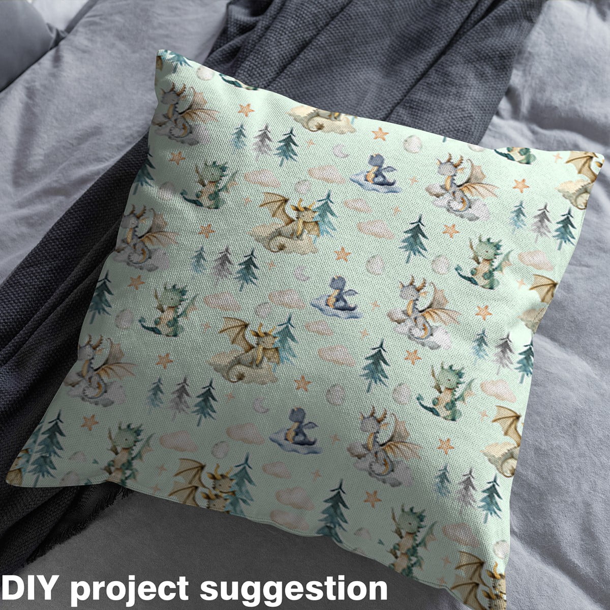 Castle Fairy Cartoon Dragon Fabric by the Yard 1 Yard,Starry Sky Home Decor Fabric by the Yard,Kawaii Animal Room Decor Fabric by the Yard,Breathable Cute Home Decor