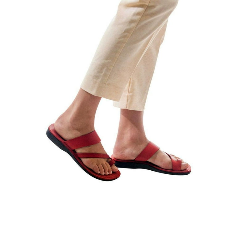 Jerusalem Sandals Women's Zohar Rubber Slide Sandal, Red, 40 EU/9