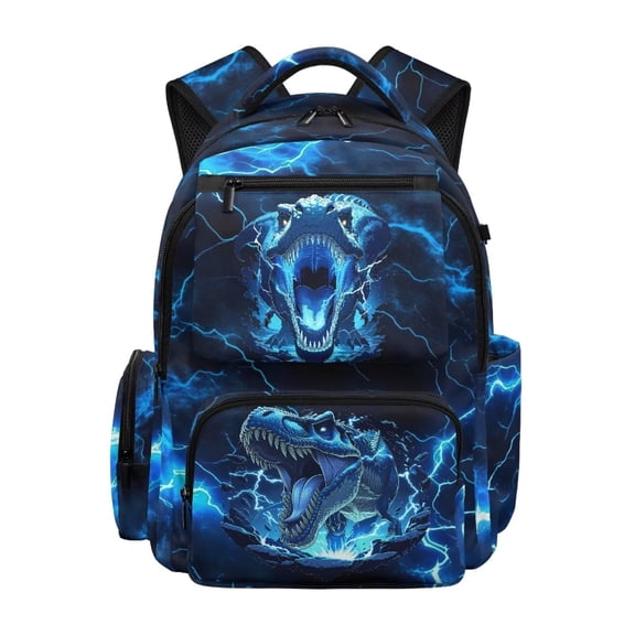 KUIFORTI Blue Dinosaur Boys Backpack Kids School Bag Lightweight Comfortable with Adjustable Straps Multiple Storage Pockets for Elementary Primary Middle