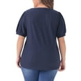 thumbnail image 3 of Agnes Orinda Women's Plus Size Tops Hollow Casual V Neck Short Sleeves Summer Blouse Shirts 4X Navy Blue, 3 of 6