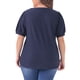 thumbnail image 3 of Blusas de verano de mujer plus size Agnes Orinda, con escote en V, mangas cortas, huecas, talla 1X, color azul marino, 3 of 6