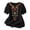 #0018-Black, variant on Womens Boho Blouses Short Sleeve Split Neck Colorful Floral Embroidery Ethnic Casual Style Soft Comfortable Everyday Tops Gift