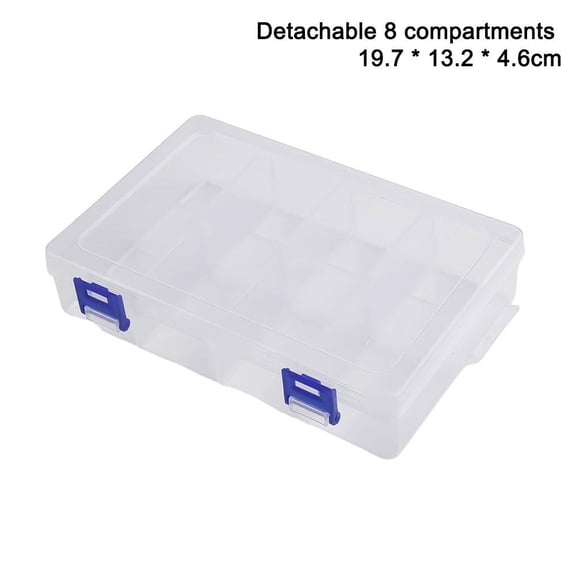 8 Grids Clear Plastic Organizer Storage Box with Adjustable Dividers