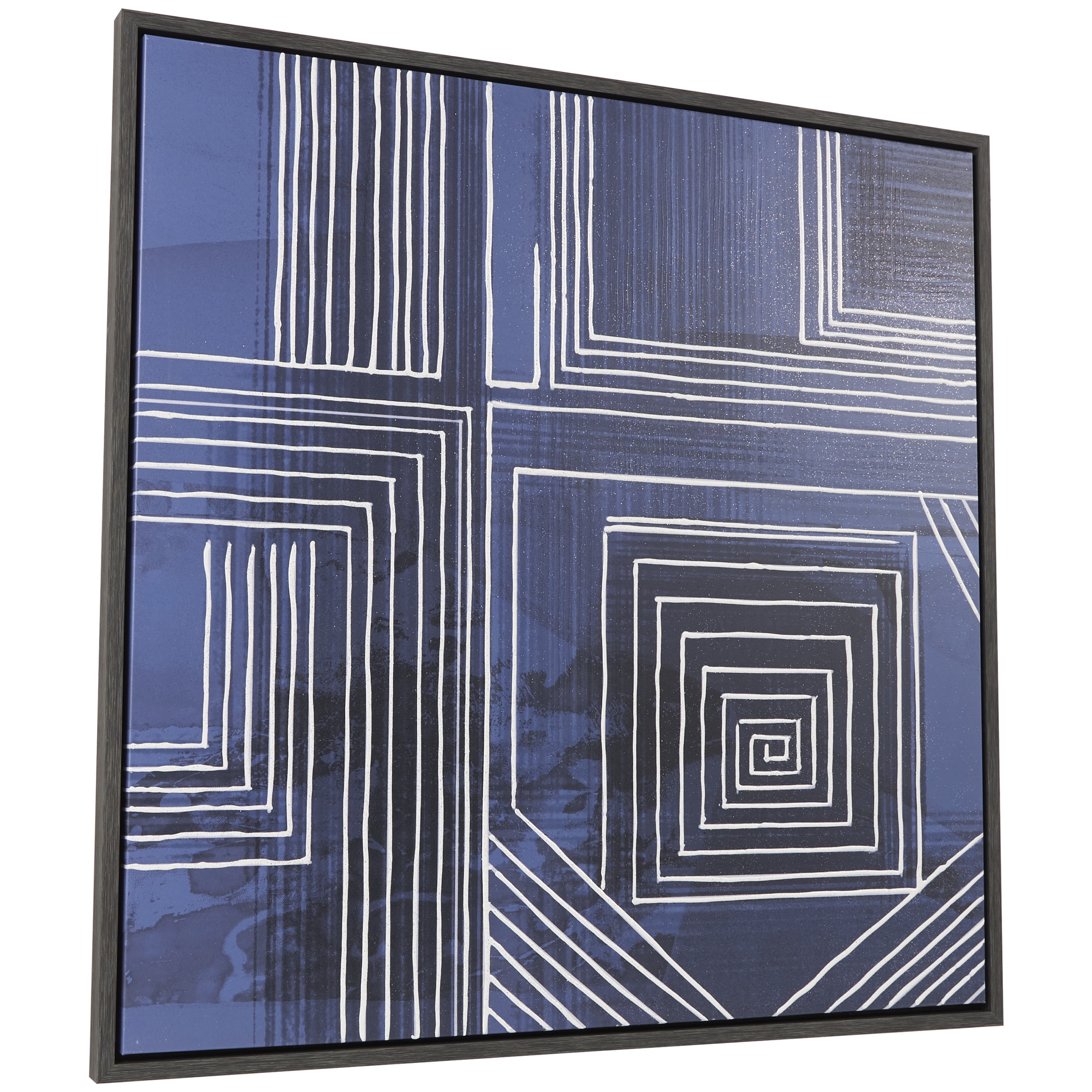40" x 40" Geometric Framed Wall Art with White Square Outlines, by DecMode