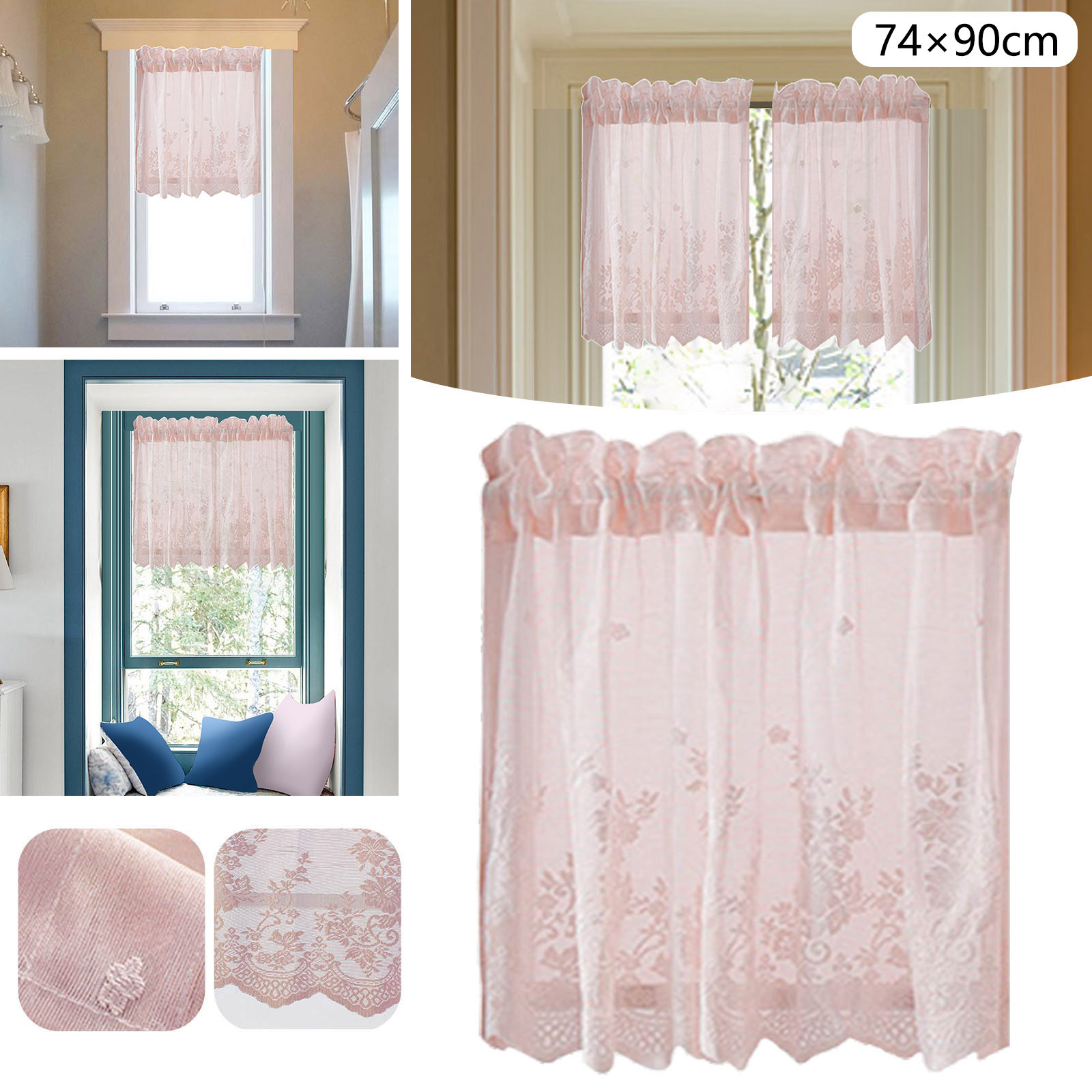 Leileiiiii Cotton Curtains Lace Floral Lace Curtains Kitchen Coffee ...