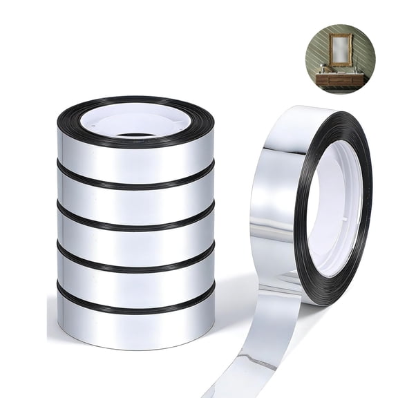 DIY Art Tape Self-Adhesive Metallic Decorative Tape 6 Rolls Mirror Self-Adhesive Film for Bathroom Gift Wrapping Decoration 0.47In Wide