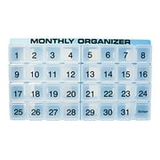31 compartments, 1 per Day, 4 Week Monthly Pill Organizer by Promed. Includes Tray and 8 Removable compartments. (Blue)