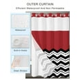 thumbnail image 2 of No Hook Cloth Fabric Shower Curtain with Snap in Liner, Black White Chevron Waterproof Shower Curtains Set with See Through Top Window, Geometric Red Sea Wavy Striped Bath Curtains Shower 66"x72", 2 of 6