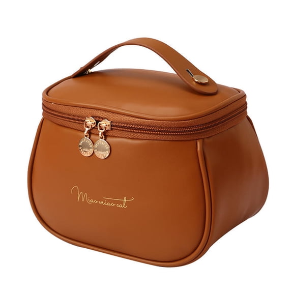 Woman's Toiletry Bag,Wide-open Makeup Cosmetic Pouch Organizer Bag Essentials Travel Accessories for Women Girls-Orange