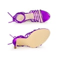 thumbnail image 5 of BLISSFUL STEP Women's Lace Up Strappy Slingback Stiletto High Heel Sandals Purple 6, 5 of 8