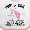 thumbnail image 4 of Inktastic Just a Girl Who Loves Unicorns Girls Baby Bib, 4 of 4
